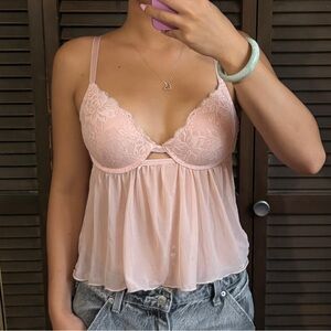 Sheer pink babydoll top